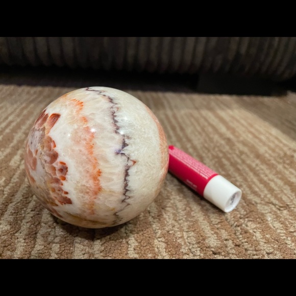 Beautiful XL Pork Stone Sphere- Dali Jasper- Banded Calcite - Picture 7 of 8